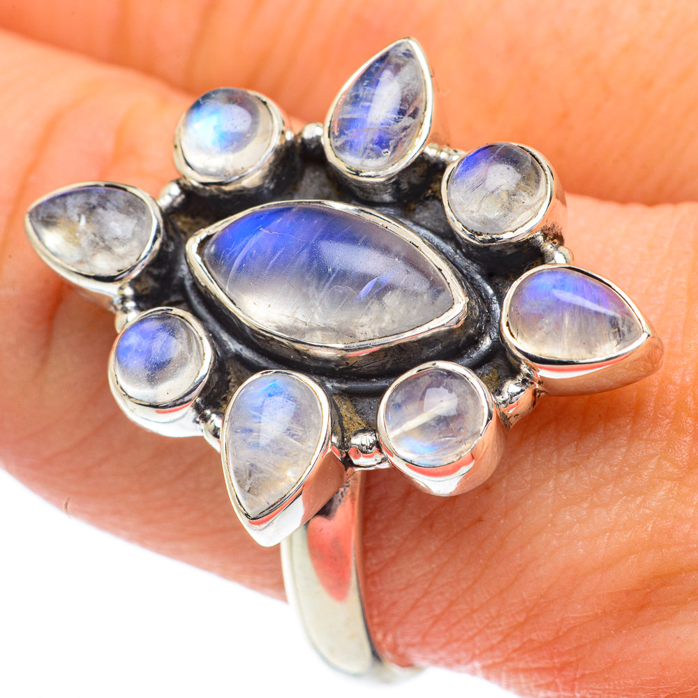 Rainbow Moonstone Rings handcrafted by Ana Silver Co - RING62863
