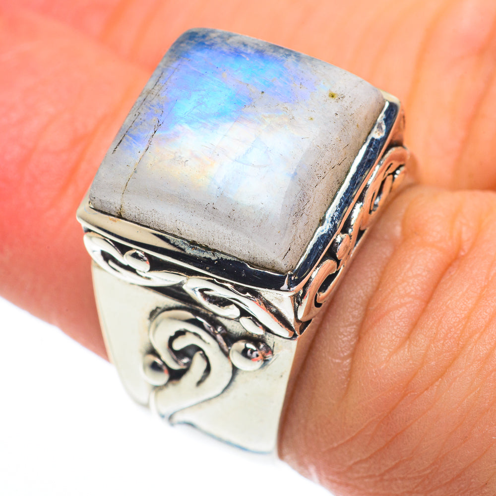 Rainbow Moonstone Rings handcrafted by Ana Silver Co - RING62905