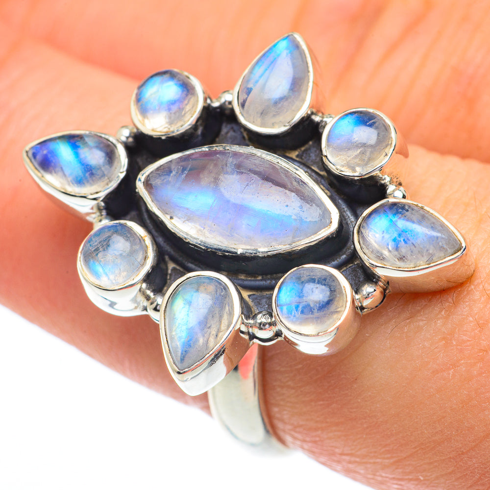 Rainbow Moonstone Rings handcrafted by Ana Silver Co - RING62906