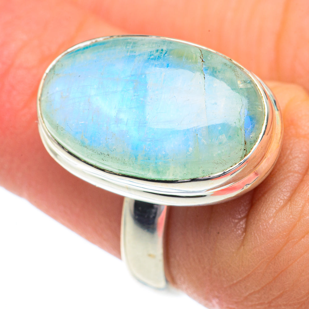 Rainbow Moonstone Rings handcrafted by Ana Silver Co - RING62916