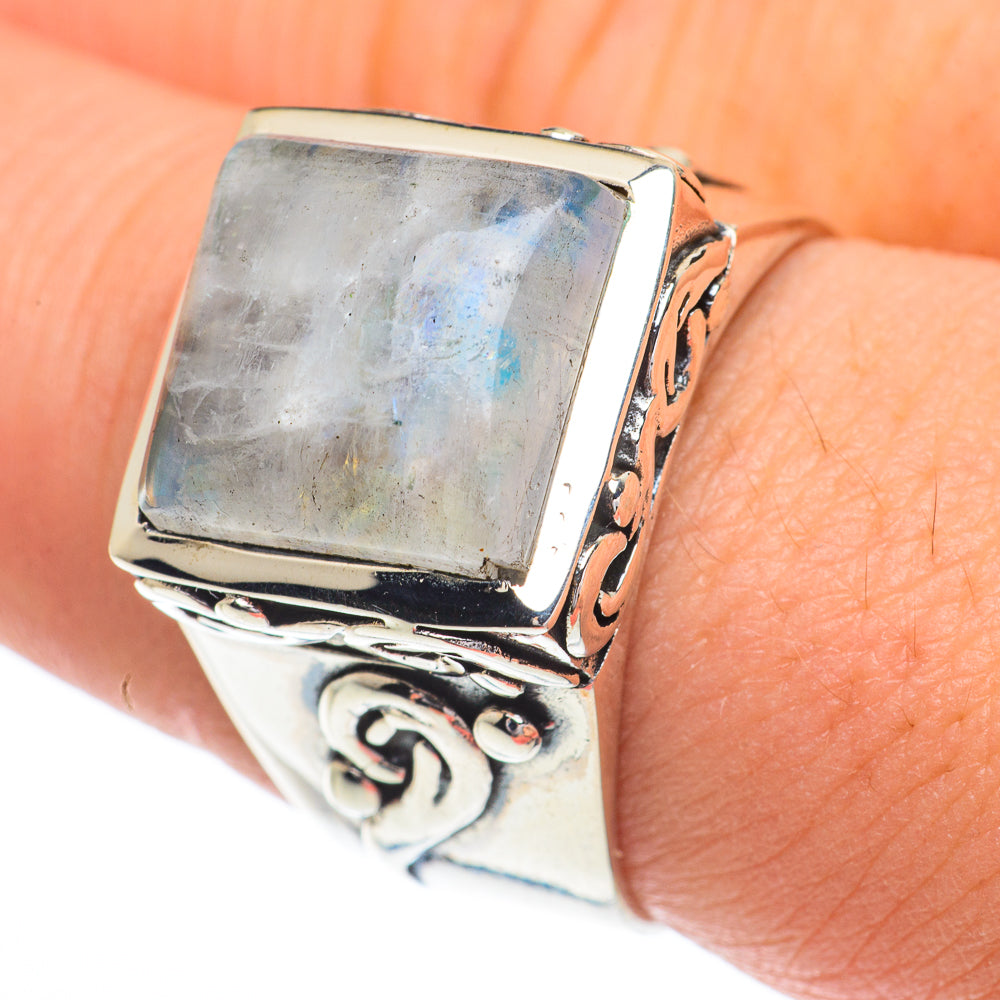Rainbow Moonstone Rings handcrafted by Ana Silver Co - RING62925