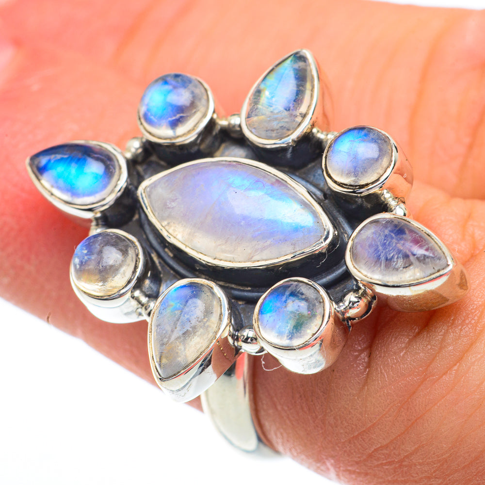 Rainbow Moonstone Rings handcrafted by Ana Silver Co - RING62926