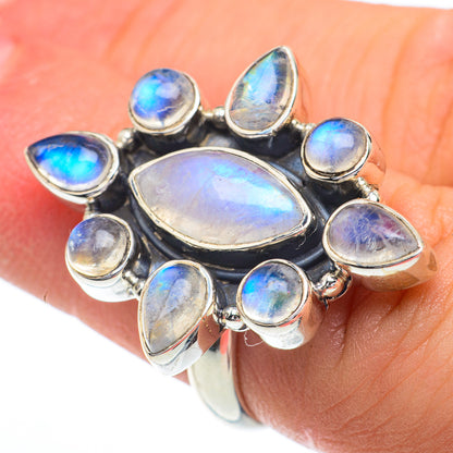 Rainbow Moonstone Rings handcrafted by Ana Silver Co - RING62926