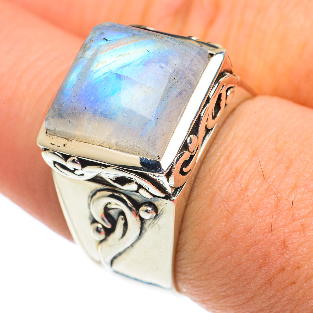 Rainbow Moonstone Rings handcrafted by Ana Silver Co - RING62945