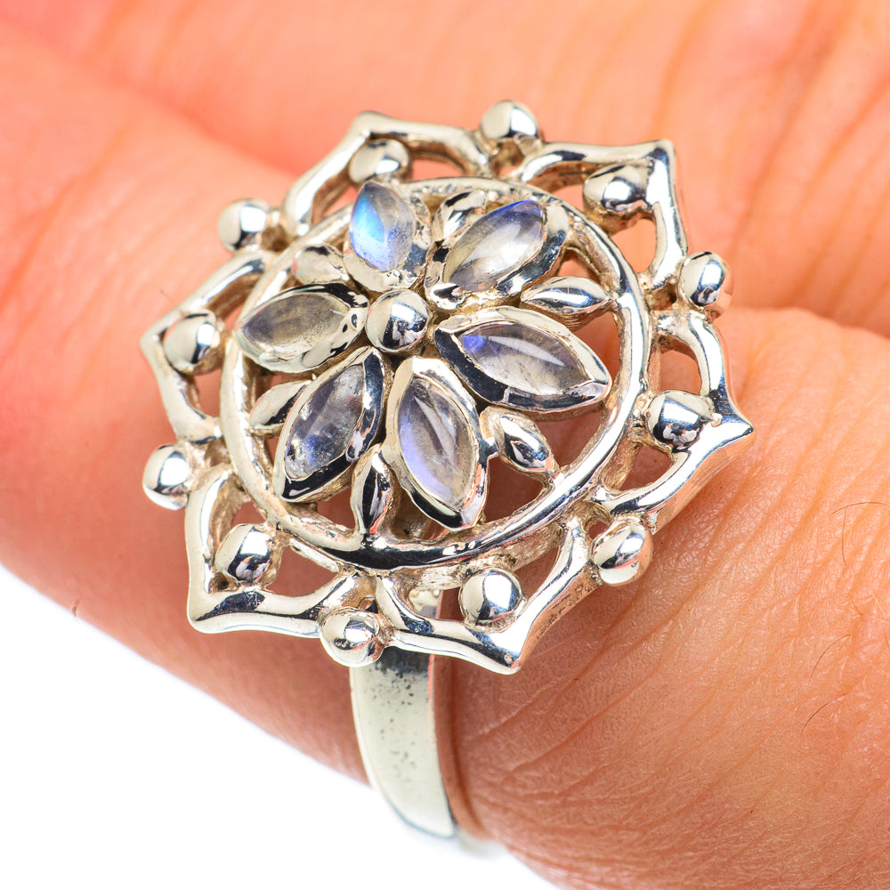 Rainbow Moonstone Rings handcrafted by Ana Silver Co - RING62962