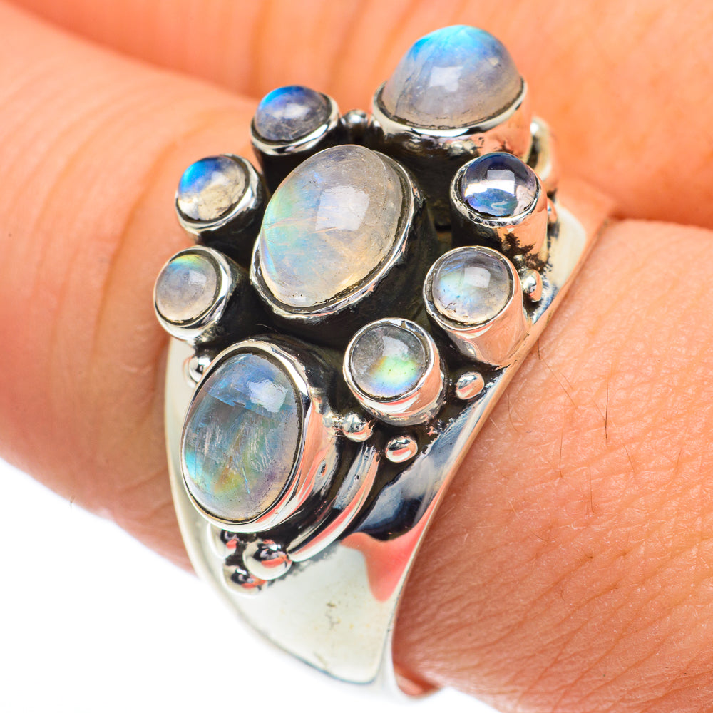 Rainbow Moonstone Rings handcrafted by Ana Silver Co - RING62974