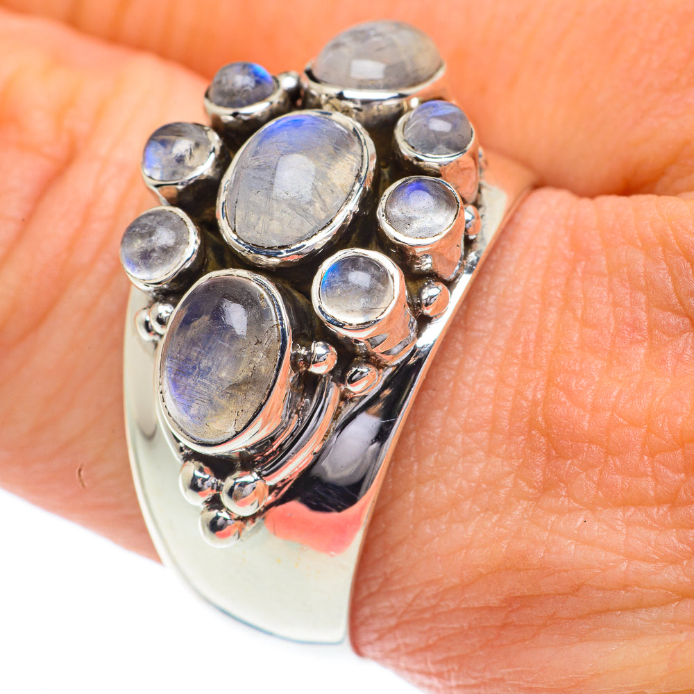 Rainbow Moonstone Rings handcrafted by Ana Silver Co - RING62992