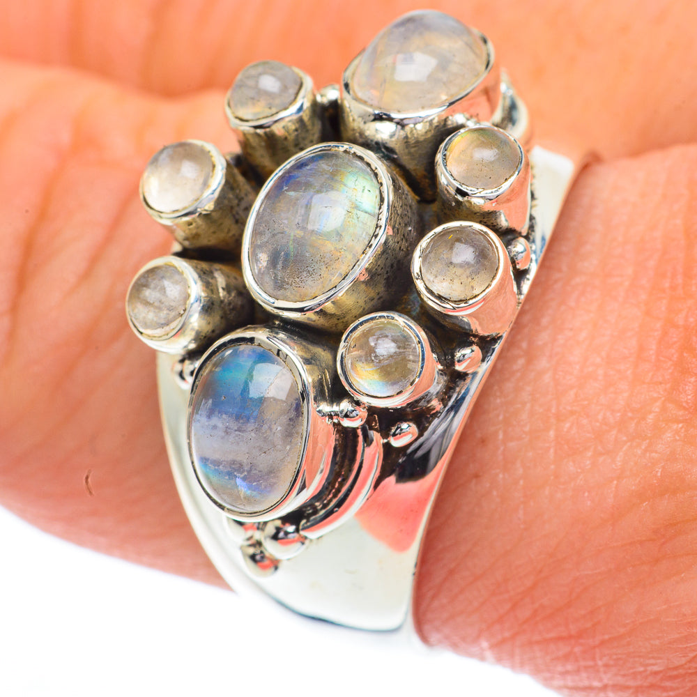 Rainbow Moonstone Rings handcrafted by Ana Silver Co - RING63011