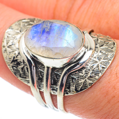 Rainbow Moonstone Rings handcrafted by Ana Silver Co - RING63033