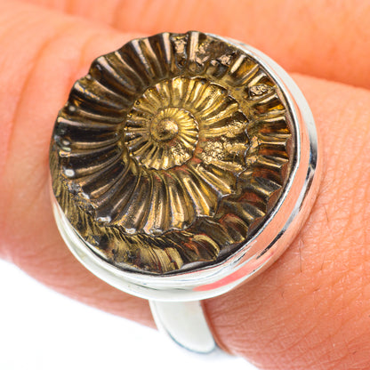 Pyrite Fossil Rings handcrafted by Ana Silver Co - RING63159