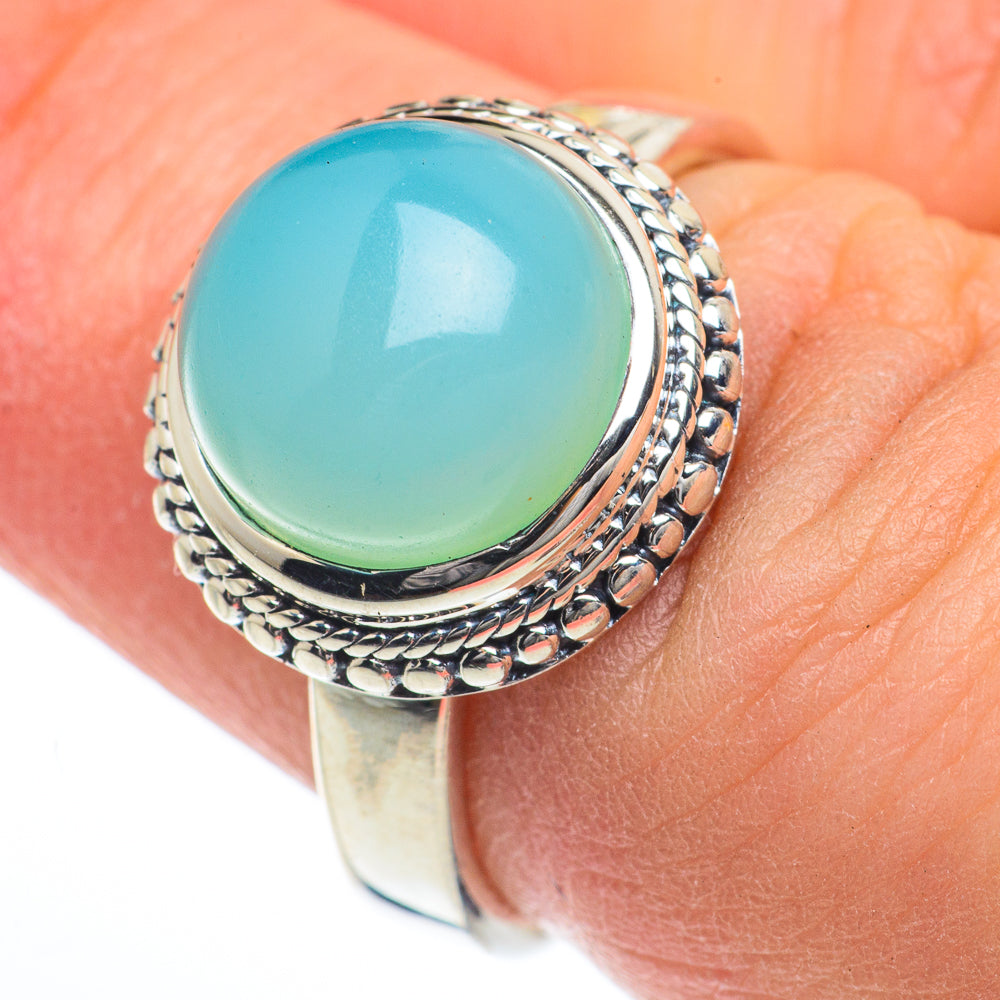 Aqua Chalcedony Rings handcrafted by Ana Silver Co - RING63170