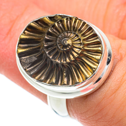 Pyrite Fossil Rings handcrafted by Ana Silver Co - RING63185