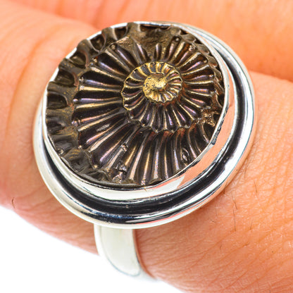 Pyrite Fossil Rings handcrafted by Ana Silver Co - RING63186