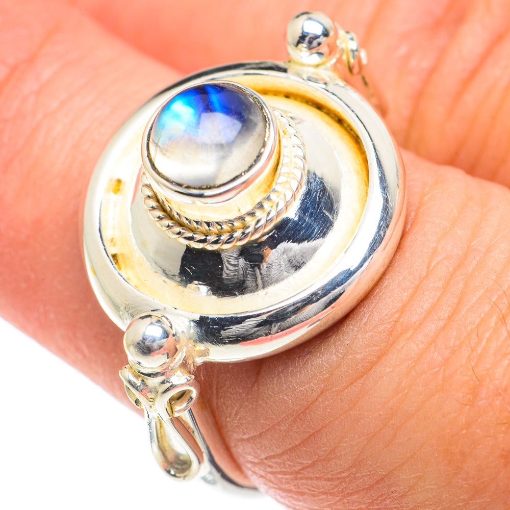 Rainbow Moonstone Rings handcrafted by Ana Silver Co - RING63216
