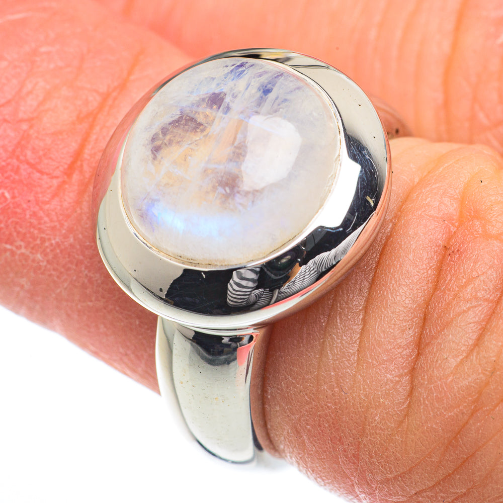 Rainbow Moonstone Rings handcrafted by Ana Silver Co - RING63217