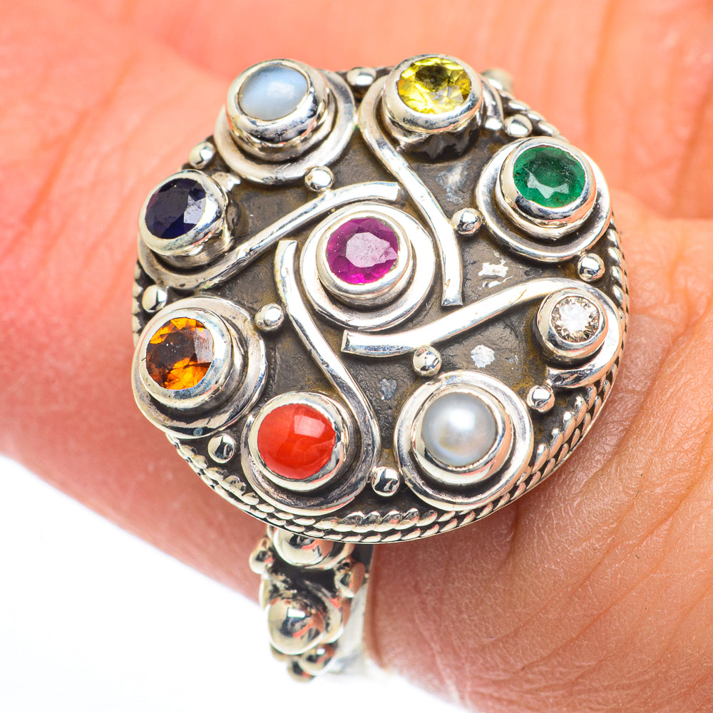 Multi-stone Rainbow Chakra Rings handcrafted by Ana Silver Co - RING63218