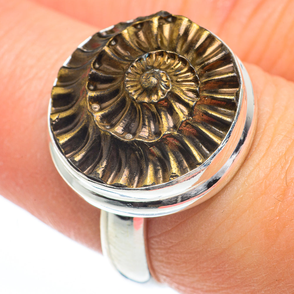 Pyrite Fossil Rings handcrafted by Ana Silver Co - RING63236