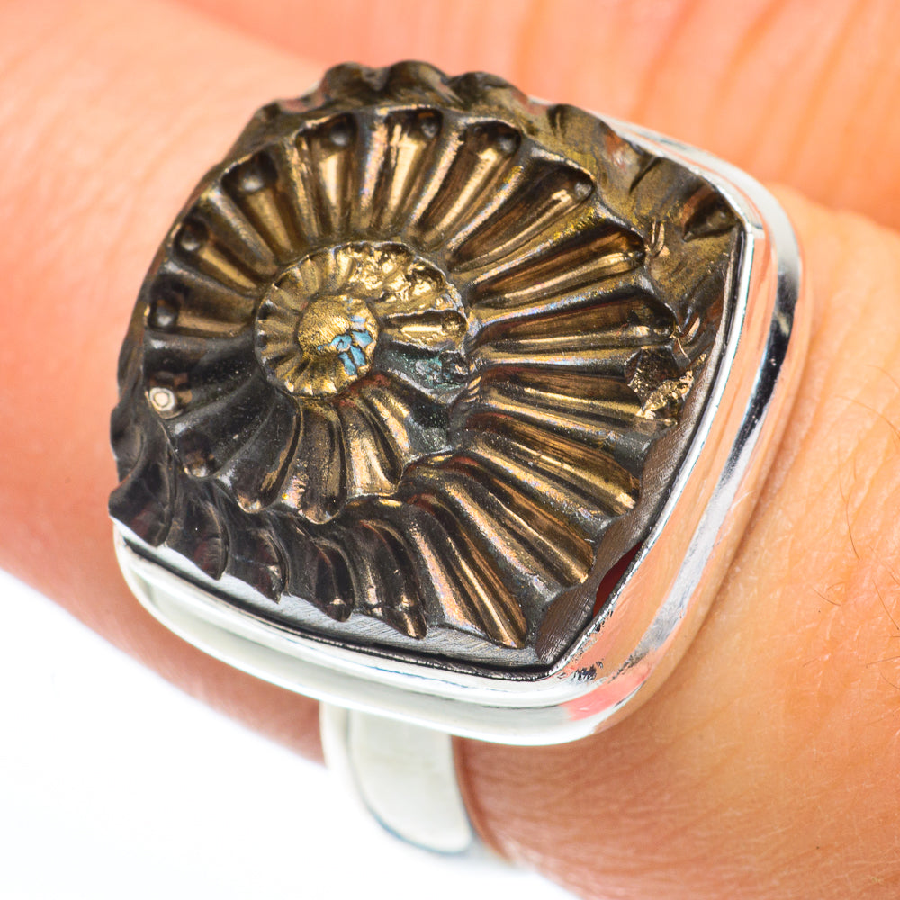 Pyrite Fossil Rings handcrafted by Ana Silver Co - RING63237