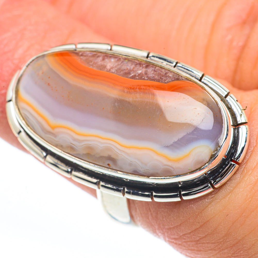 Orange Botswana Agate Rings handcrafted by Ana Silver Co - RING63253
