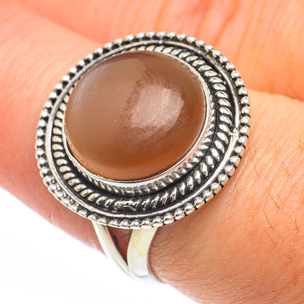 Peach Moonstone Rings handcrafted by Ana Silver Co - RING63254