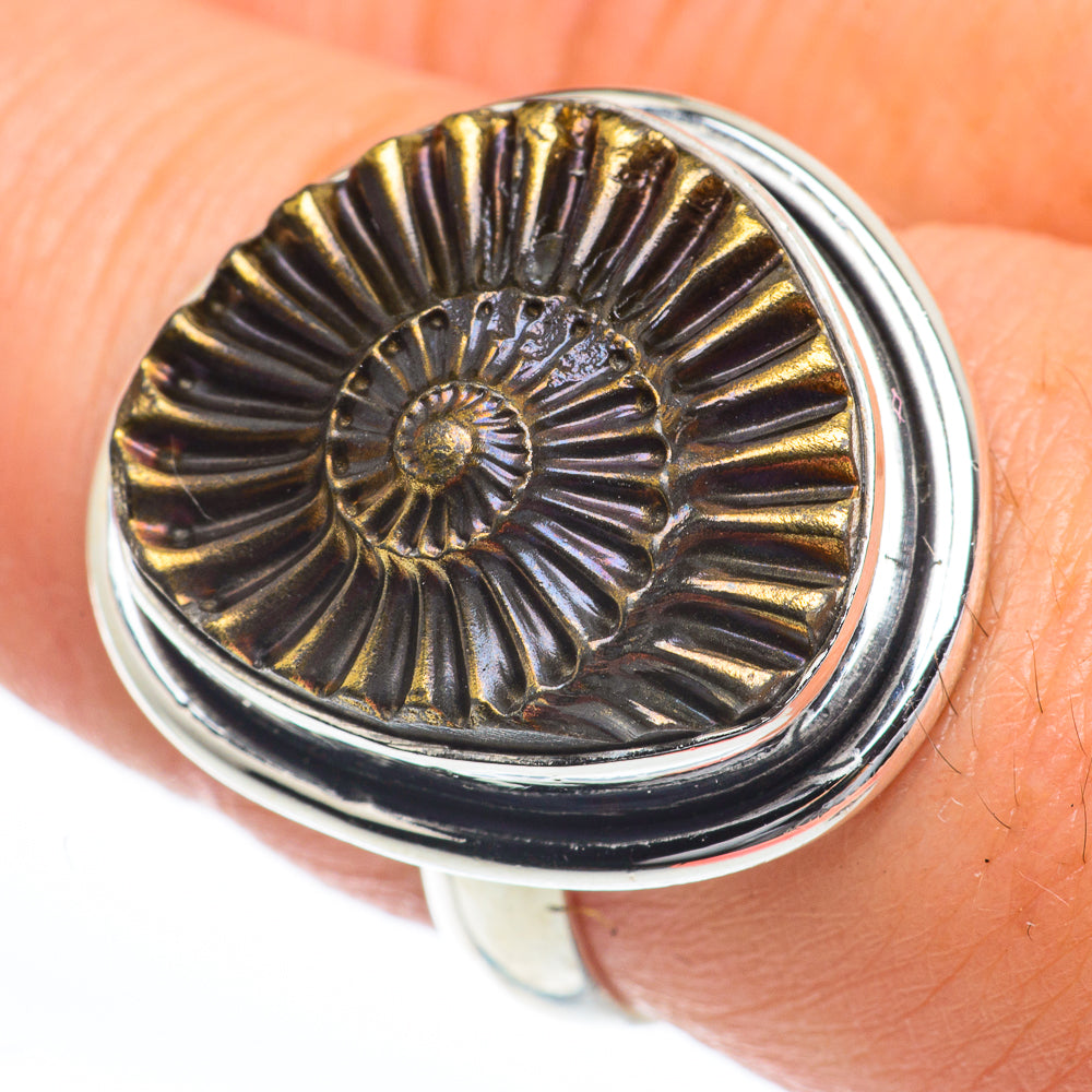 Pyrite Fossil Rings handcrafted by Ana Silver Co - RING63274