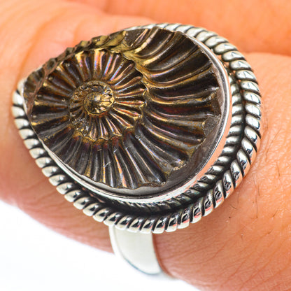 Pyrite Fossil Rings handcrafted by Ana Silver Co - RING63275