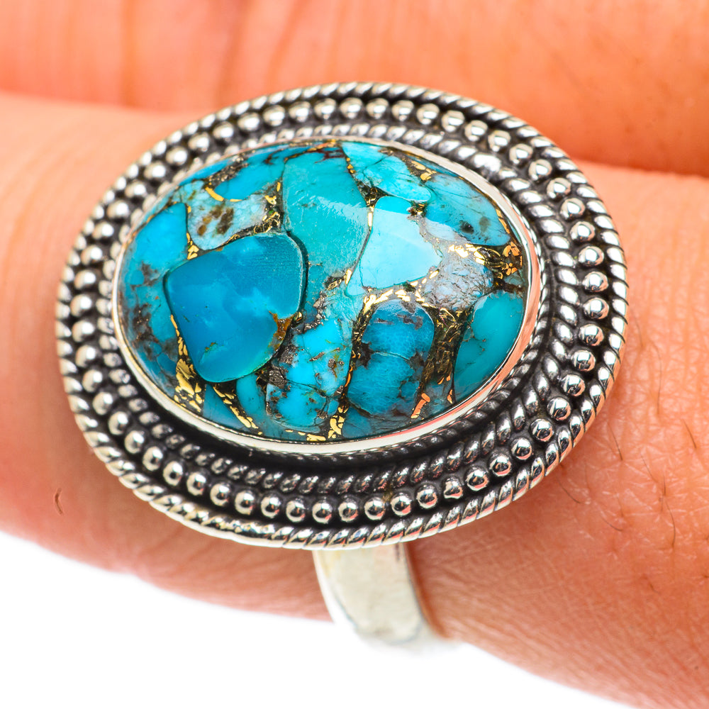 Blue Copper Composite Turquoise Rings handcrafted by Ana Silver Co - RING63386