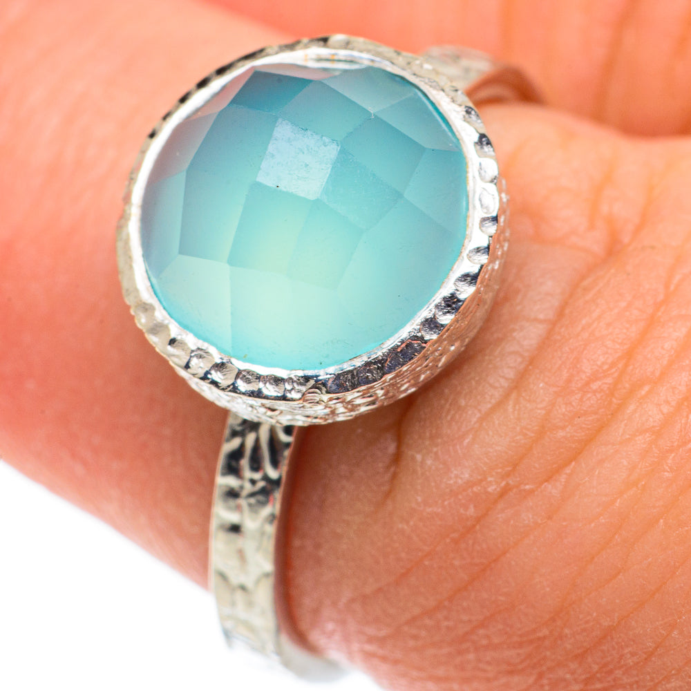 Aqua Chalcedony Rings handcrafted by Ana Silver Co - RING63409