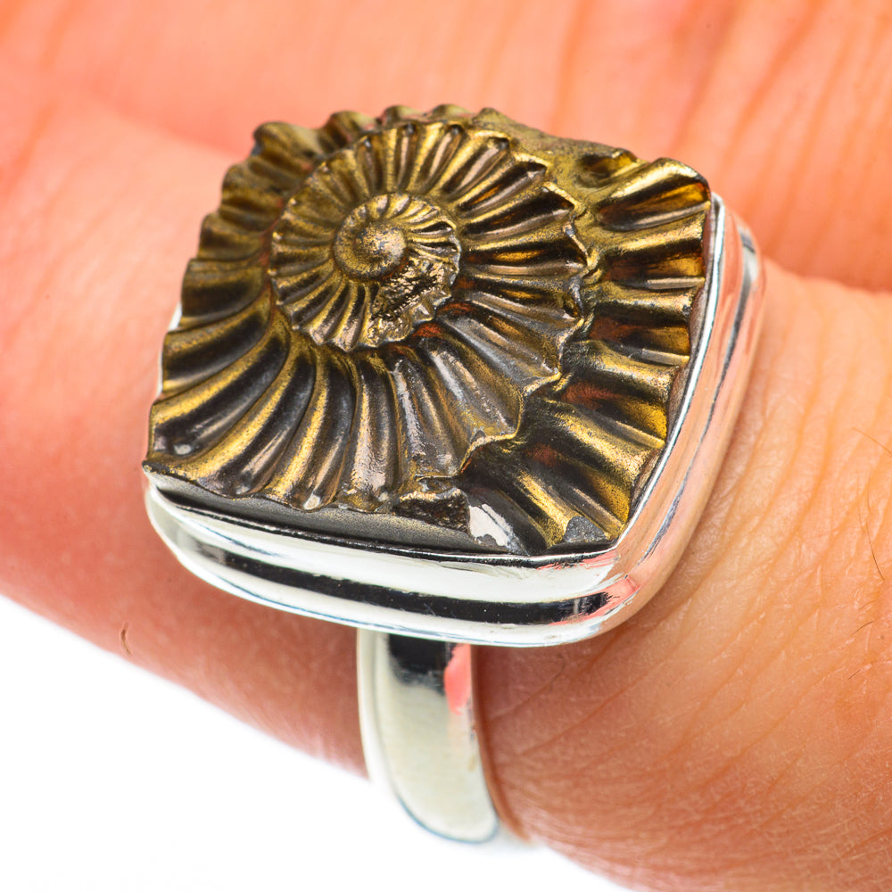 Pyrite Fossil Rings handcrafted by Ana Silver Co - RING63505