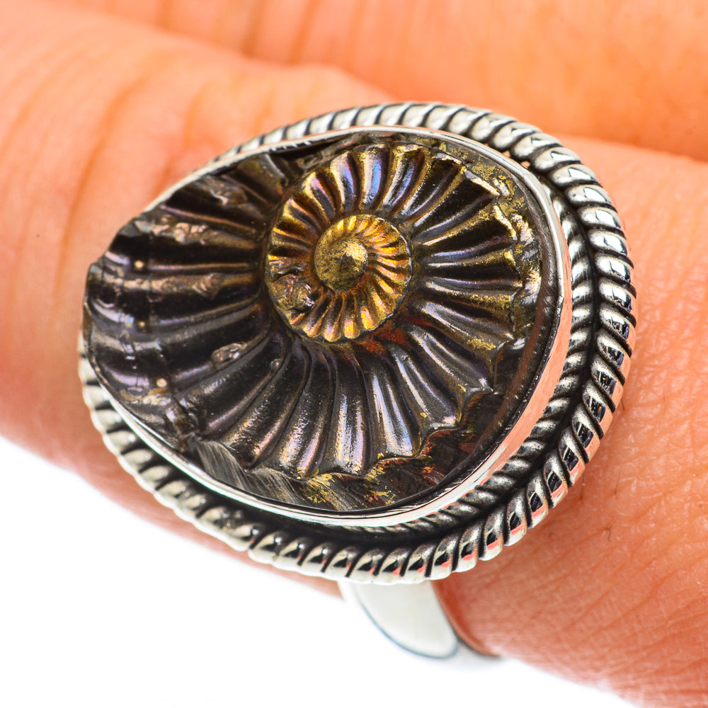 Pyrite Fossil Rings handcrafted by Ana Silver Co - RING63550