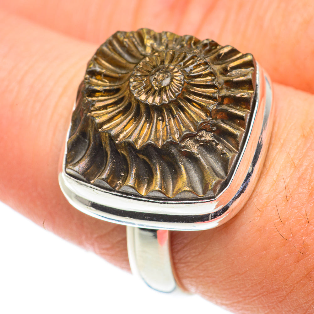 Pyrite Fossil Rings handcrafted by Ana Silver Co - RING63551