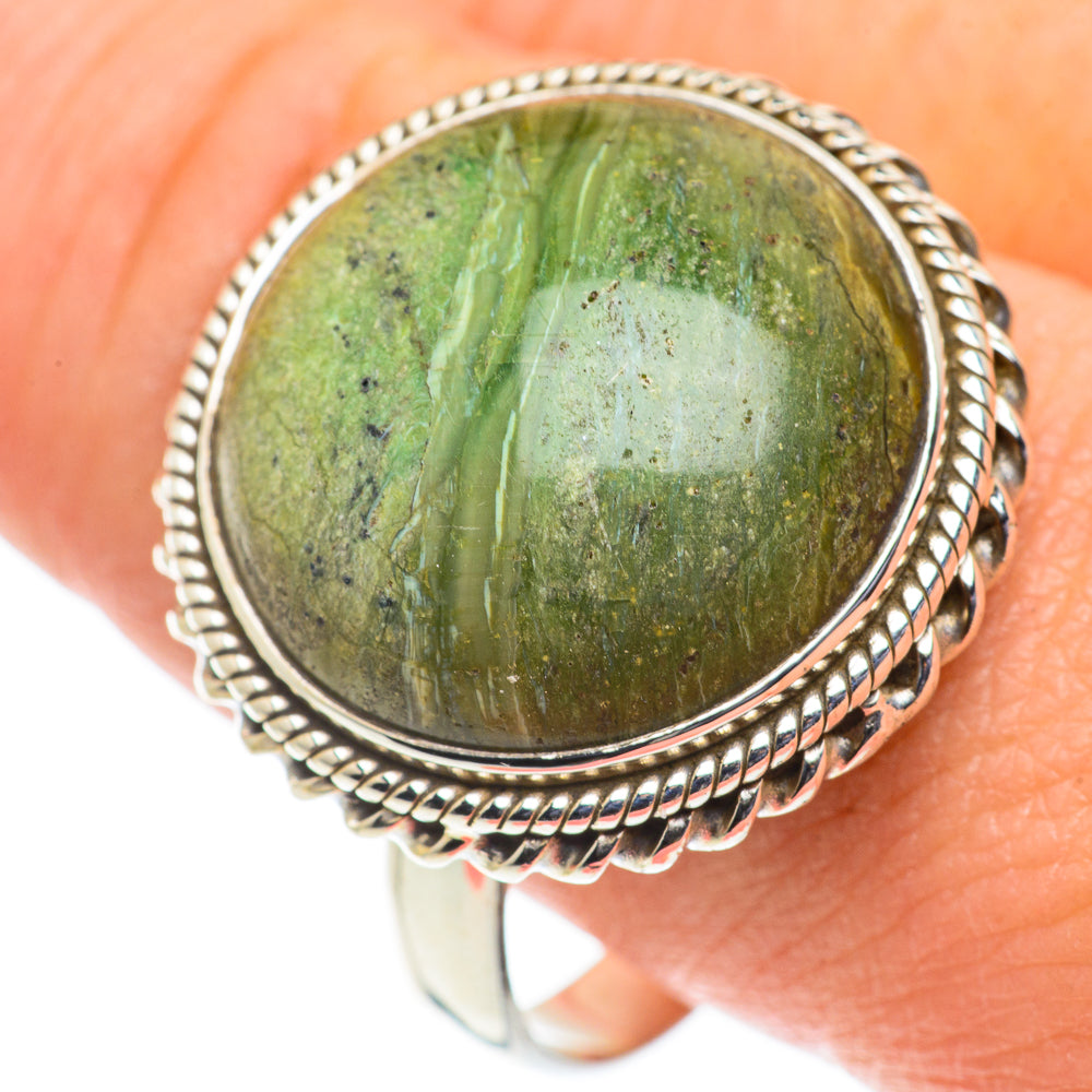 African Green Opal Rings handcrafted by Ana Silver Co - RING63578