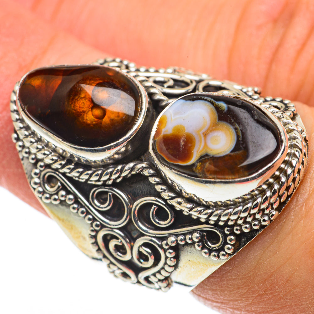 Mexican Fire Agate Rings handcrafted by Ana Silver Co - RING63603