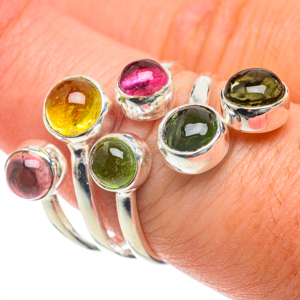 Green Pink Tourmaline Rings handcrafted by Ana Silver Co - RING63635