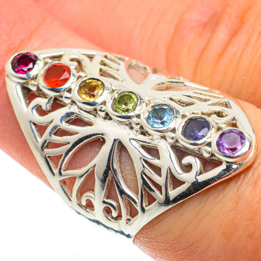 Multi-stone Rainbow Chakra Rings handcrafted by Ana Silver Co - RING63636