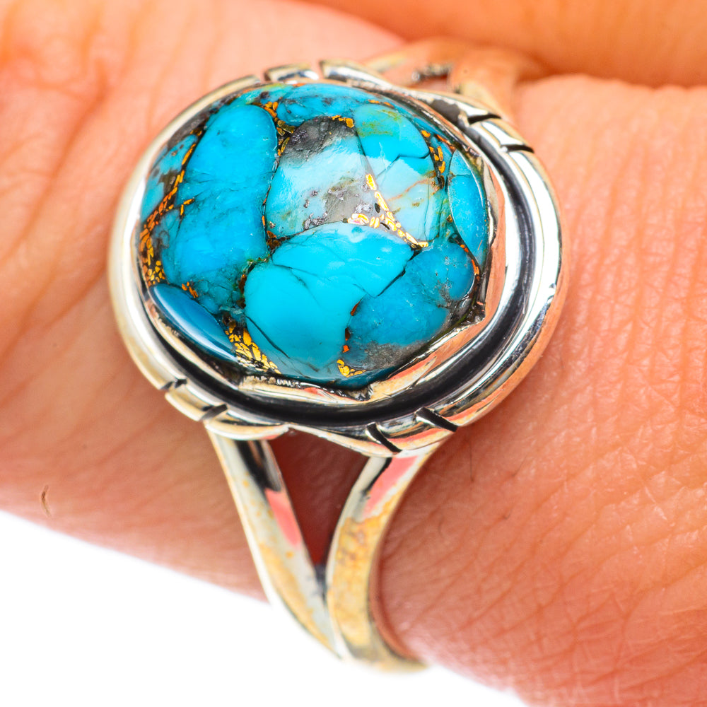Blue Copper Composite Turquoise Rings handcrafted by Ana Silver Co - RING63642