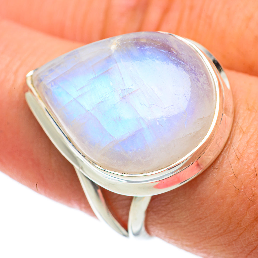 Rainbow Moonstone Rings handcrafted by Ana Silver Co - RING63661