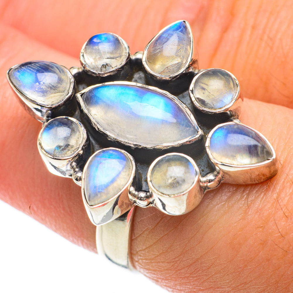 Rainbow Moonstone Rings handcrafted by Ana Silver Co - RING63662
