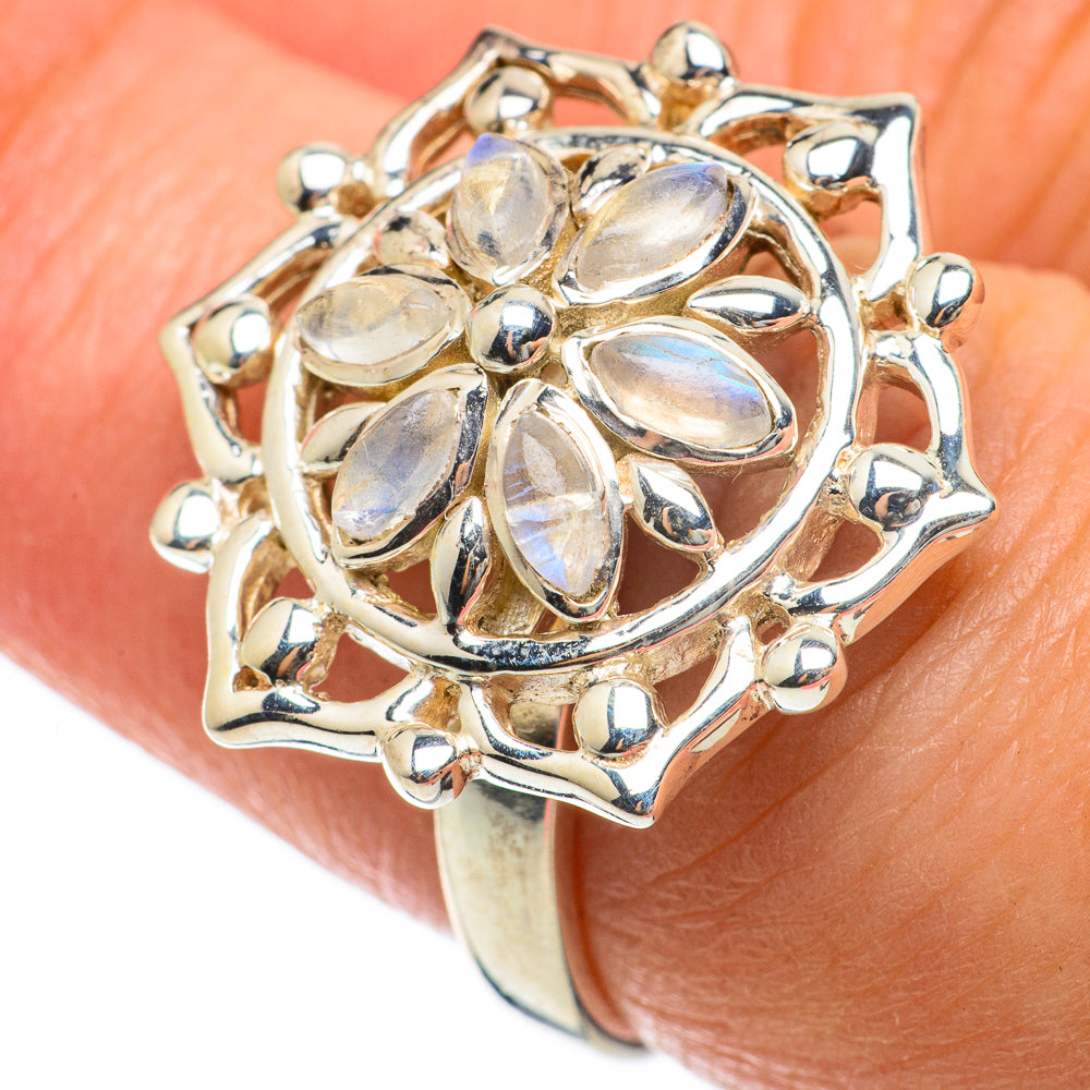 Rainbow Moonstone Rings handcrafted by Ana Silver Co - RING63688