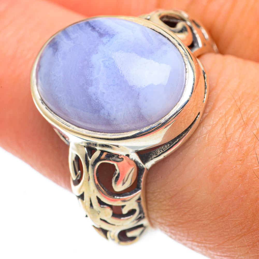 Blue Lace Agate Rings handcrafted by Ana Silver Co - RING63710