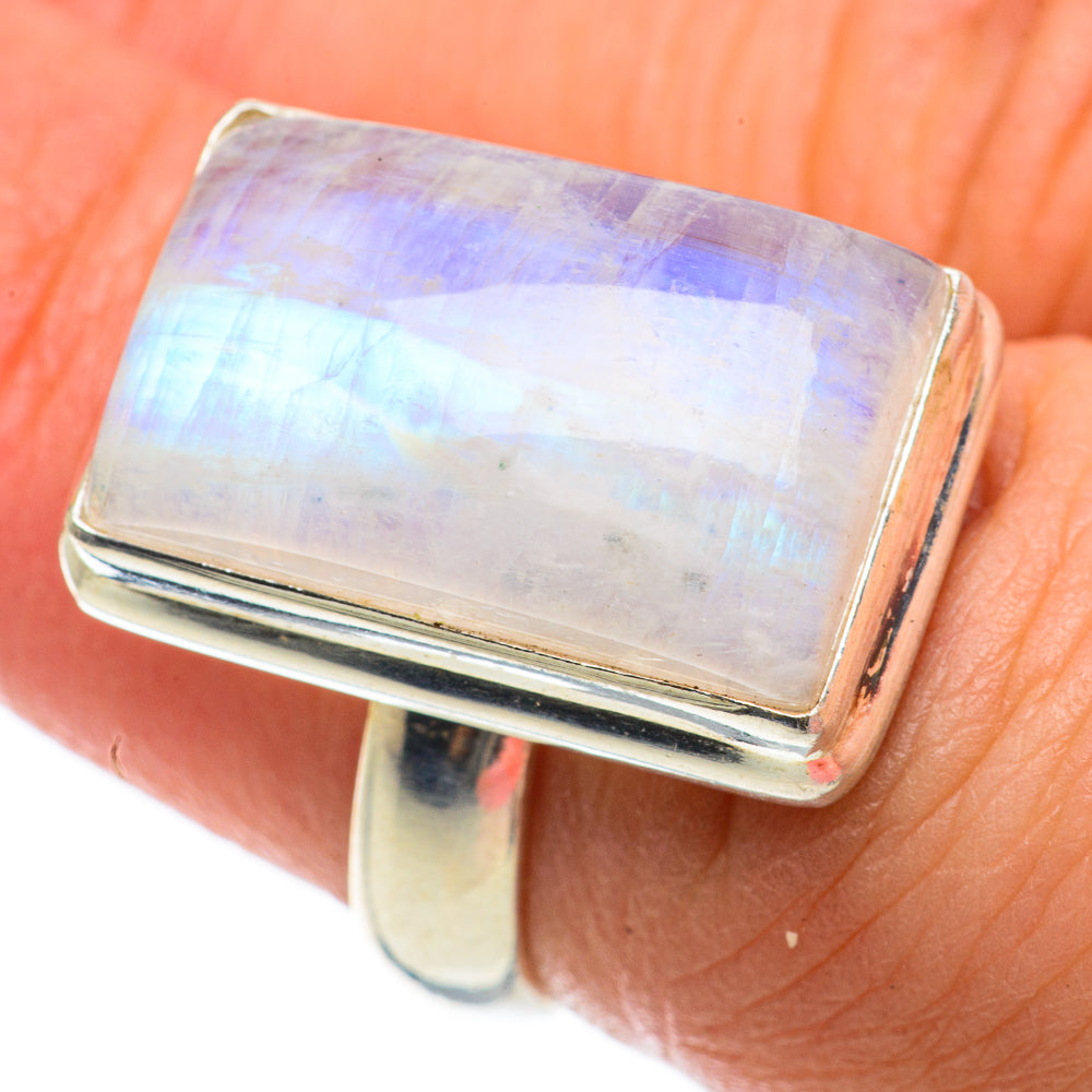 Rainbow Moonstone Rings handcrafted by Ana Silver Co - RING63732