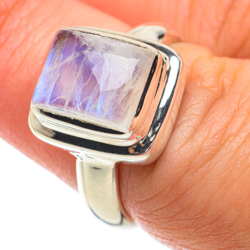 Rainbow Moonstone Rings handcrafted by Ana Silver Co - RING63771