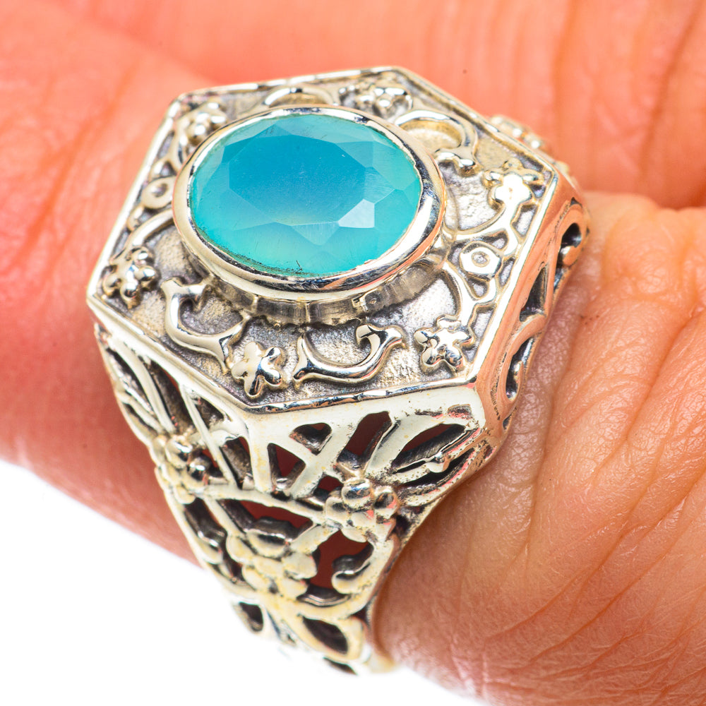 Aqua Chalcedony Rings handcrafted by Ana Silver Co - RING63777