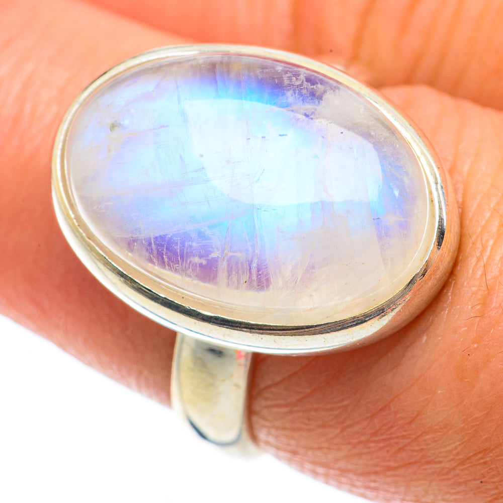 Rainbow Moonstone Rings handcrafted by Ana Silver Co - RING63787