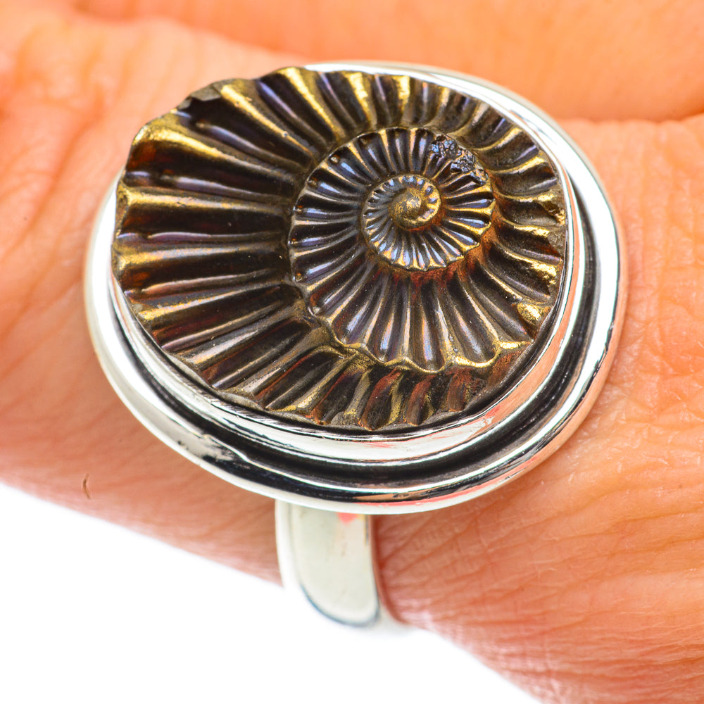 Pyrite Fossil Rings handcrafted by Ana Silver Co - RING63793