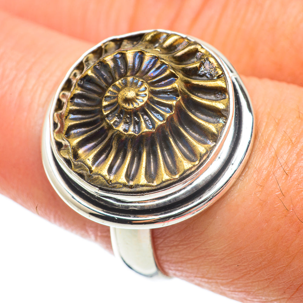 Pyrite Fossil Rings handcrafted by Ana Silver Co - RING63794