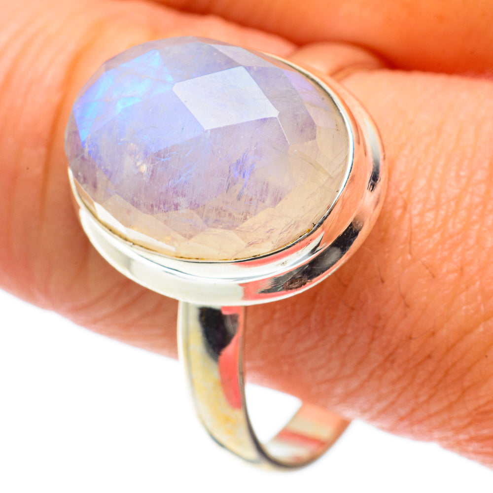 Rainbow Moonstone Rings handcrafted by Ana Silver Co - RING63795