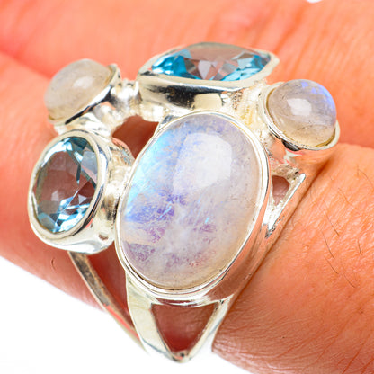 Rainbow Moonstone Rings handcrafted by Ana Silver Co - RING63817