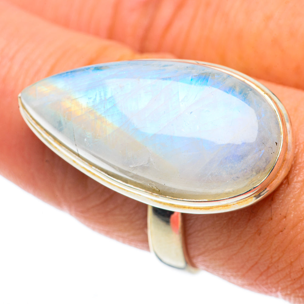 Rainbow Moonstone Rings handcrafted by Ana Silver Co - RING63838