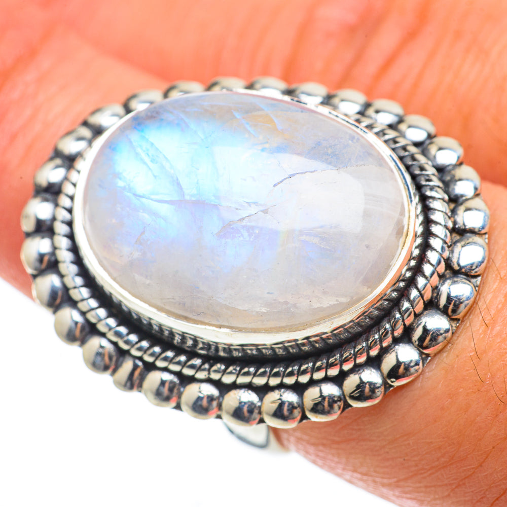 Rainbow Moonstone Rings handcrafted by Ana Silver Co - RING63839
